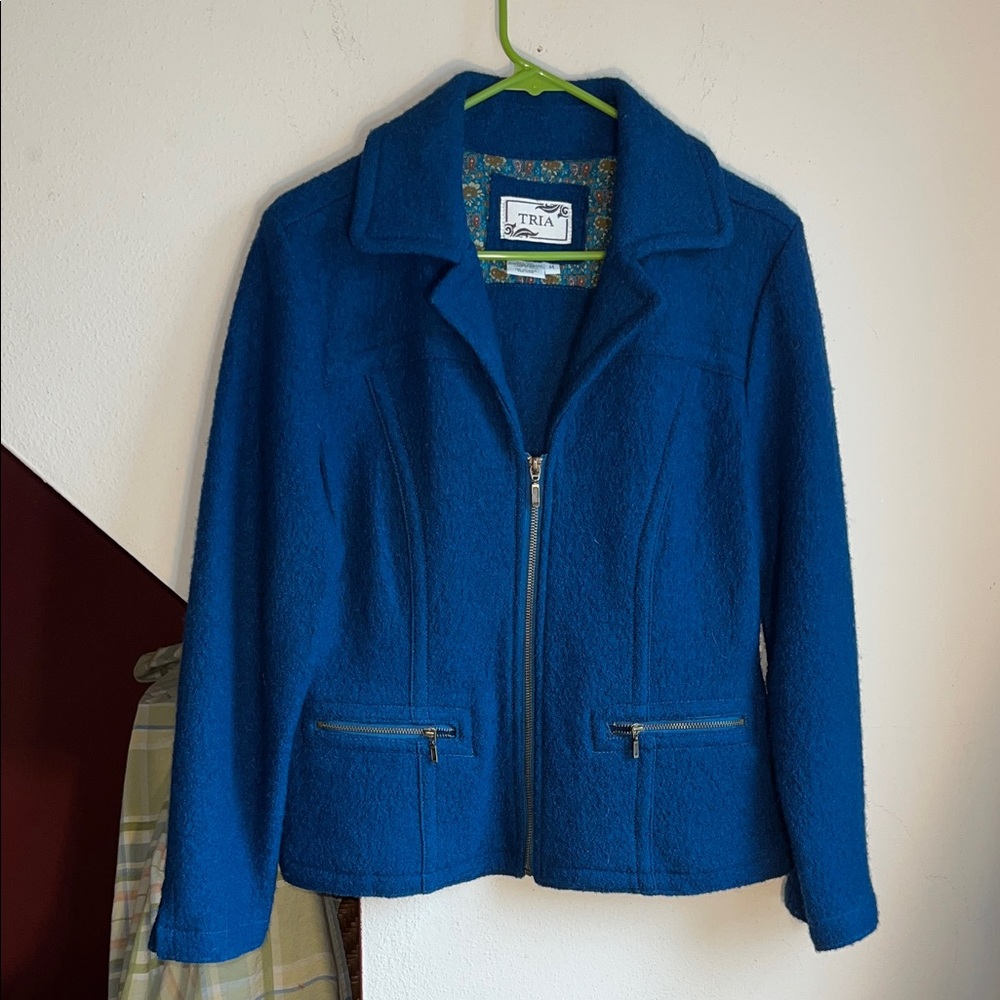 Tria‎ Blue Women's Wool Jacket M GUC